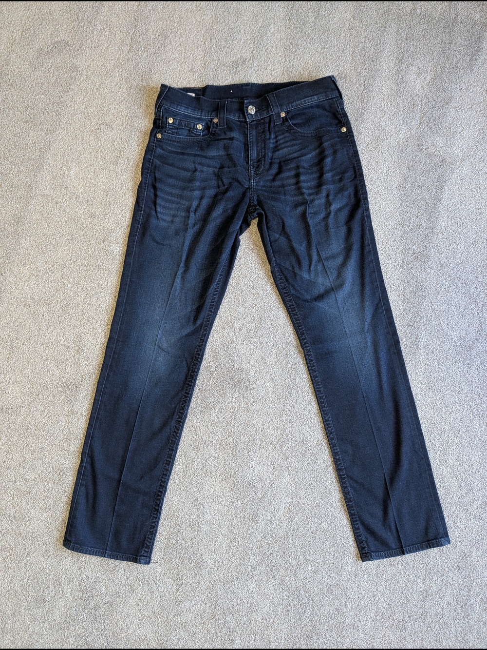 True Religion Ricky Jeans Mens 34 Dark Blue Relaxed Straight Denim